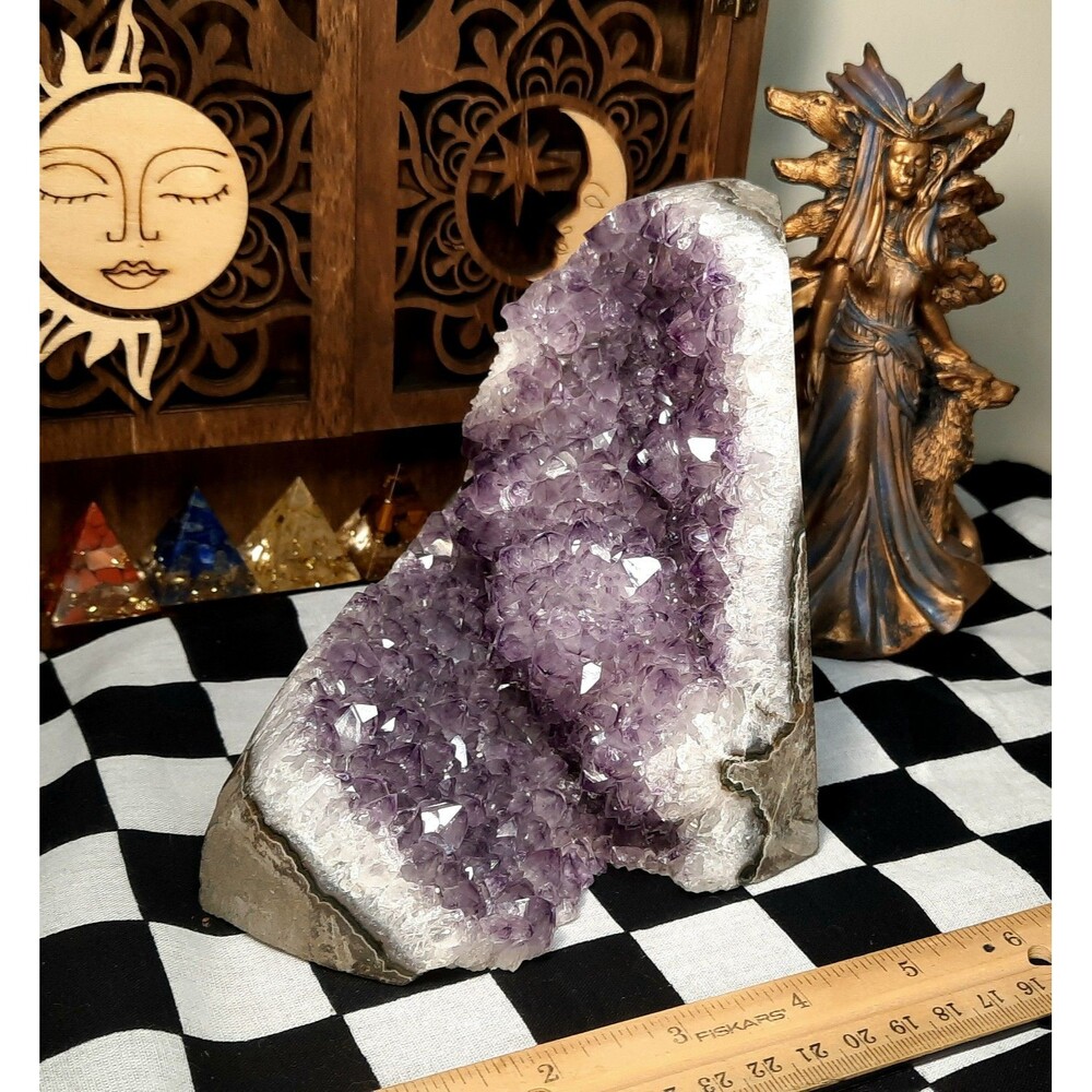 3.10 lb Freestanding Amethyst Geode Cluster w/ Rare Cristobalite Inlcusions